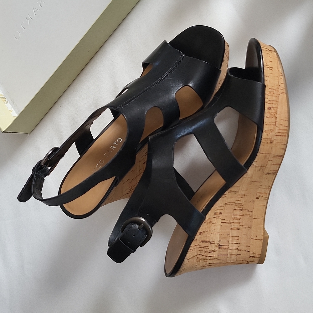 Franco Sarto Coletta black leather wedge